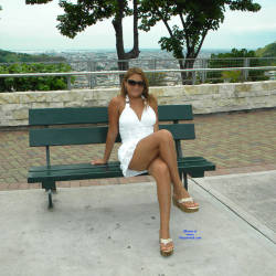 Pic #2 Opening The Legs In The Gazebo - Big Tits, Public Exhibitionist, Flashing, Outdoors, Public Place, Wife/wives, Shaved, Amateur