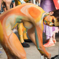 Pic #1 Body Painting - New York City On A July Saturday - Nude Girls, Big Tits, Brunette, Outdoors, Public Place