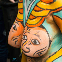 Pic #7 Body Painting - New York City, Example Six  - Nude Girls, Big Tits, Brunette, Outdoors