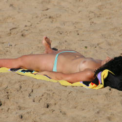 Pic #4 On The Beach Again - Topless Girls, Beach, Brunette, Outdoors, Beach Voyeur