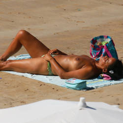 Pic #5 On The Beach Again - Topless Girls, Beach, Brunette, Outdoors, Beach Voyeur