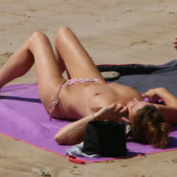 Pic #6 On The Beach Again - Topless Girls, Beach, Brunette, Outdoors, Beach Voyeur