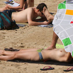 Pic #7 On The Beach Again - Topless Girls, Beach, Brunette, Outdoors, Beach Voyeur