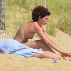 Pic #1 On The Beach In France - Same Girl - Beach, Outdoors, Medium Tits, Beach Voyeur