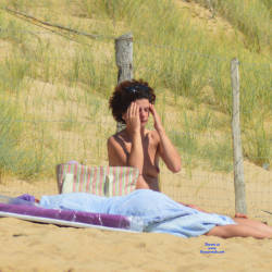 Pic #6 On The Beach In France - Same Girl - Beach, Outdoors, Medium Tits, Beach Voyeur