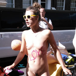 London Naked Bike Ride 2017 - Nude Girls, Outdoors, Public Place, Small Tits, Bush Or Hairy