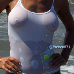 Pic #3 Mrs Weben On The Beach - Beach, Outdoors, See Through, Wife/wives, Amateur