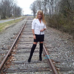 Pic #2 Daizy Playing On The Cold Railroad Tracks - Big Tits, Outdoors, Shaved, Amateur