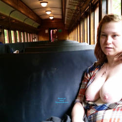 Pic #3 Train Ride - Big Tits, Public Exhibitionist, Flashing, Public Place, Amateur, Wife/wives