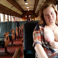 Pic #5 Train Ride - Big Tits, Public Exhibitionist, Flashing, Public Place, Amateur, Wife/wives