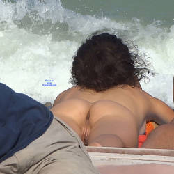 Pic #7 Late Afternoon - Nude Girls, Beach, Brunette, Outdoors, Shaved, Firm Ass, Beach Voyeur