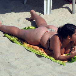 Pic #6 Big Ass On Beach - Beach, Brunette, Outdoors, Bikini Voyeur