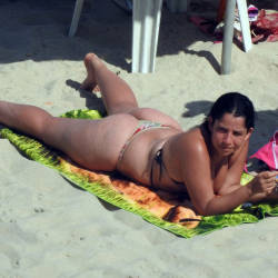 Pic #7 Big Ass On Beach - Beach, Brunette, Outdoors, Bikini Voyeur