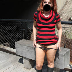 Pic #2 Tesa's Riverwalk - Pantieless Wives, Public Exhibitionist, Flashing, Outdoors, Public Place, Redhead, Amateur