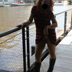 Pic #5 Tesa's Riverwalk - Pantieless Wives, Public Exhibitionist, Flashing, Outdoors, Public Place, Redhead, Amateur