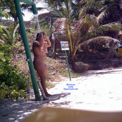 Pic #1 Shower On Beach - Nude Girls, Brunette, Outdoors, Beach Voyeur