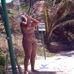 Pic #3 Shower On Beach - Nude Girls, Brunette, Outdoors, Beach Voyeur