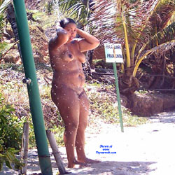 Pic #4 Shower On Beach - Nude Girls, Brunette, Outdoors, Beach Voyeur