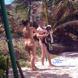 Pic #1 Couple In Tambaba Beach - Nude Girls, Brunette, Outdoors, Beach Voyeur