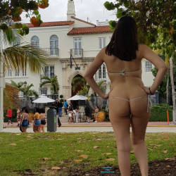 Pic #8 Spring Break - Brunette, Public Exhibitionist, Flashing, Outdoors, Public Place, Amateur