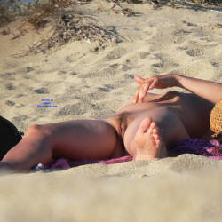 Pic #7 Walking On A Nude Beach - Nude Girls, Beach, Big Tits, Brunette, Outdoors, Shaved, Bush Or Hairy, Beach Voyeur