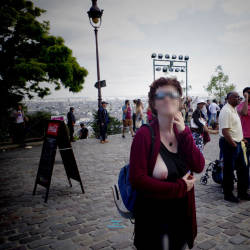 Pic #2 Flashing In Paris - Big Tits, Public Exhibitionist, Flashing, Outdoors, Public Place, Amateur