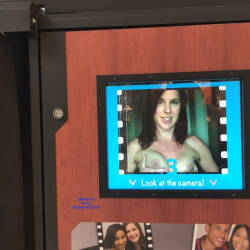 Pic #6 Mall Photo Booth Fun - Nude Girls, Brunette, Public Exhibitionist, Public Place, Amateur