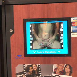 Pic #7 Mall Photo Booth Fun - Nude Girls, Brunette, Public Exhibitionist, Public Place, Amateur