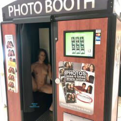 Pic #2 Mall Photo Booth Fun - Nude Girls, Brunette, Public Exhibitionist, Public Place, Amateur