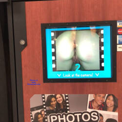 Pic #9 Mall Photo Booth Fun - Nude Girls, Brunette, Public Exhibitionist, Public Place, Amateur