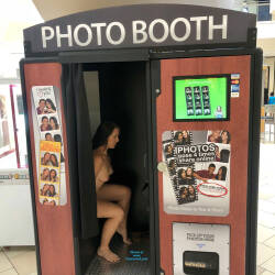 Pic #3 Mall Photo Booth Fun - Nude Girls, Brunette, Public Exhibitionist, Public Place, Amateur