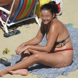 Pic #5 Wife In Pina Beach, Recife City - Beach, Brunette, Outdoors, Bikini Voyeur