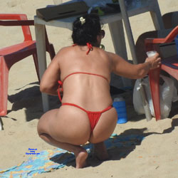 Wife In Pina Beach, Recife City - Beach, Brunette, Outdoors, Bikini Voyeur