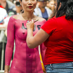 Pic #5 Diversity Parade Times Square NY Set2 - Nude Girls, Big Tits, Brunette, Outdoors, Public Place, Shaved