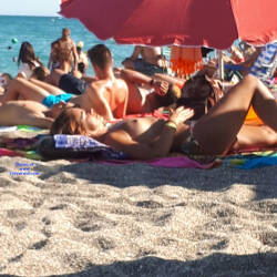 Pic #1 Nice Day At The Beach - Topless Girls, Beach, Big Tits, Brunette, Outdoors, Beach Voyeur