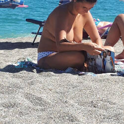 Pic #5 Nice Day At The Beach - Topless Girls, Beach, Big Tits, Brunette, Outdoors, Beach Voyeur