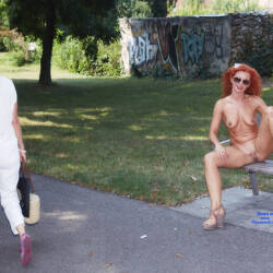 Pic #6 Lena - Fun In The City Park - Nude Girls, Big Tits, Public Exhibitionist, Flashing, High Heels Amateurs, Outdoors, Public Place, Shaved, Firm Ass, Redhead