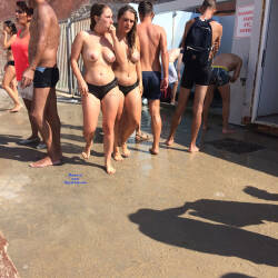 Pic #3 French Girls In Marseille - Topless Girls, Big Tits, Brunette, Outdoors, Public Place