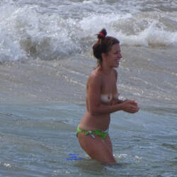 Pic #2 Topless In A Public Beach In Southern Italy - Topless Girls, Beach, Big Tits, Brunette, Outdoors, Beach Voyeur