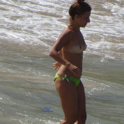 Pic #3 Topless In A Public Beach In Southern Italy - Topless Girls, Beach, Big Tits, Brunette, Outdoors, Beach Voyeur