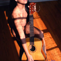 Pic #1 Her Guitar - Nude Amateurs, Big Tits, Brunette, Mature