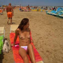 Pic #2 Beach - Topless Girls, Beach, Brunette, Outdoors, Beach Voyeur, Medium Tits