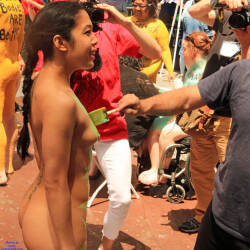 Pic #6 Body Painting Times Square Part 1 - Nude Girls, Brunette, Outdoors, Public Place, Bush Or Hairy, Body Piercings