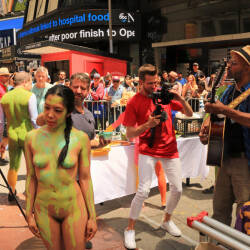 Pic #8 Body Painting Times Square Part 1 - Nude Girls, Brunette, Outdoors, Public Place, Bush Or Hairy, Body Piercings