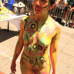 Pic #9 Body Painting Times Square Part 2 - Nude Girls, Brunette, Public Exhibitionist, Outdoors, Public Place