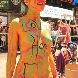 Pic #7 Body Painting Times Square Part 2 - Nude Girls, Brunette, Public Exhibitionist, Outdoors, Public Place