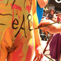 Pic #8 Body Painting Times Square Part 2 - Nude Girls, Brunette, Public Exhibitionist, Outdoors, Public Place