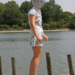 Pic #1 Eve - Blue Dress At The Reservoir - Outdoors, Shaved, Amateur, Medium Tits, Firm Ass, Body Piercings, Pantieless Girls