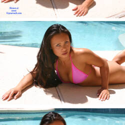 Pic #2 Poolside Pink - Nude Amateurs, Big Tits, Brunette, Outdoors, Shaved, Amateur, High Heels Amateurs