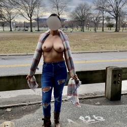 Pic #8 Topless In The Park - Big Tits, Public Exhibitionist, Flashing, Mature, Outdoors, See Through, Amateur